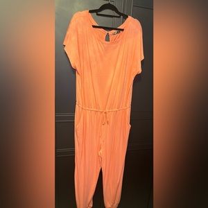 Pretty Garden Coral Jumpsuit, 3X